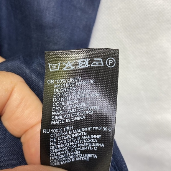 Reiss Ema Navy Sleeveless Linen Tie Front Playsuit Sz 10 - Picture 9 of 9